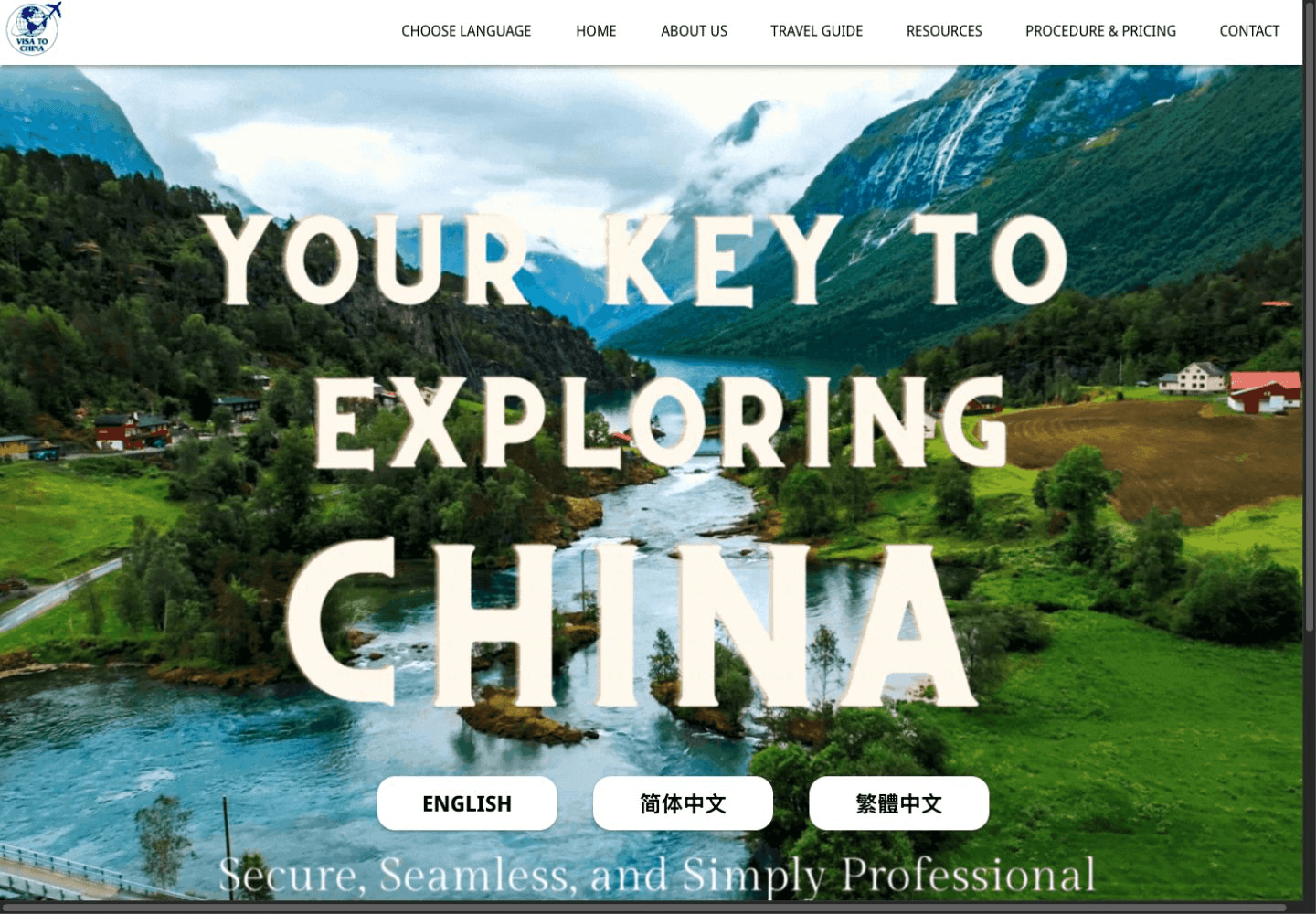 The live Visa to China website with visa services and application guidance